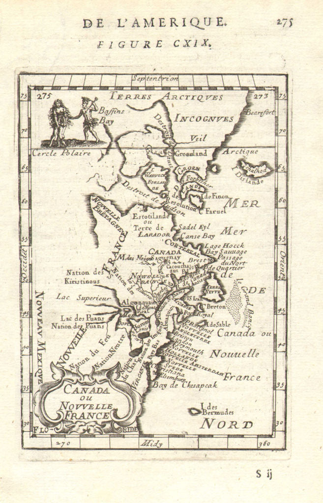 N AMERICA E COAST Canada Virginia New Amsterdam (New York City). MALLET 1683 map